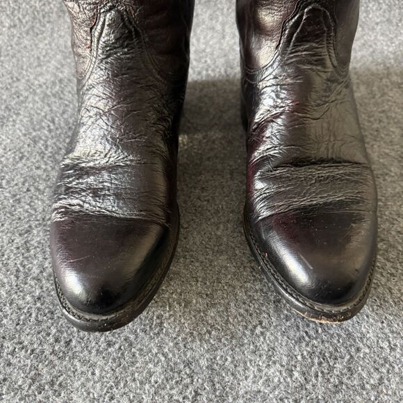 Lucchese 2000 Series Men\'s Size 9 D Black Cherry Smooth Ostrich Cowboy Boots main image 9